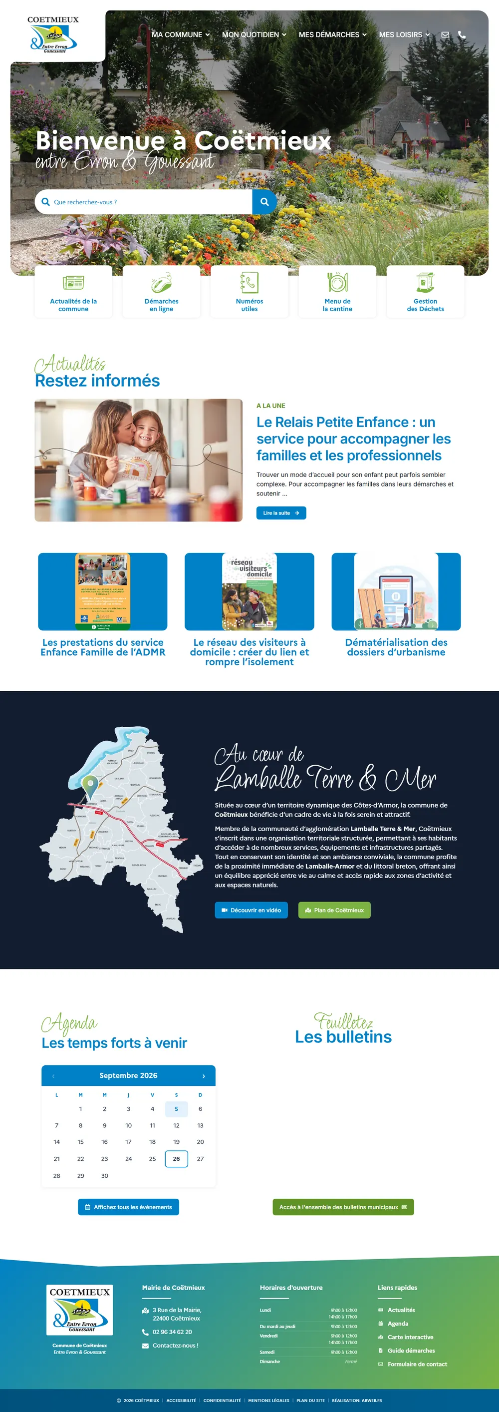 La page d’accueil complète du site de Coëtmieux