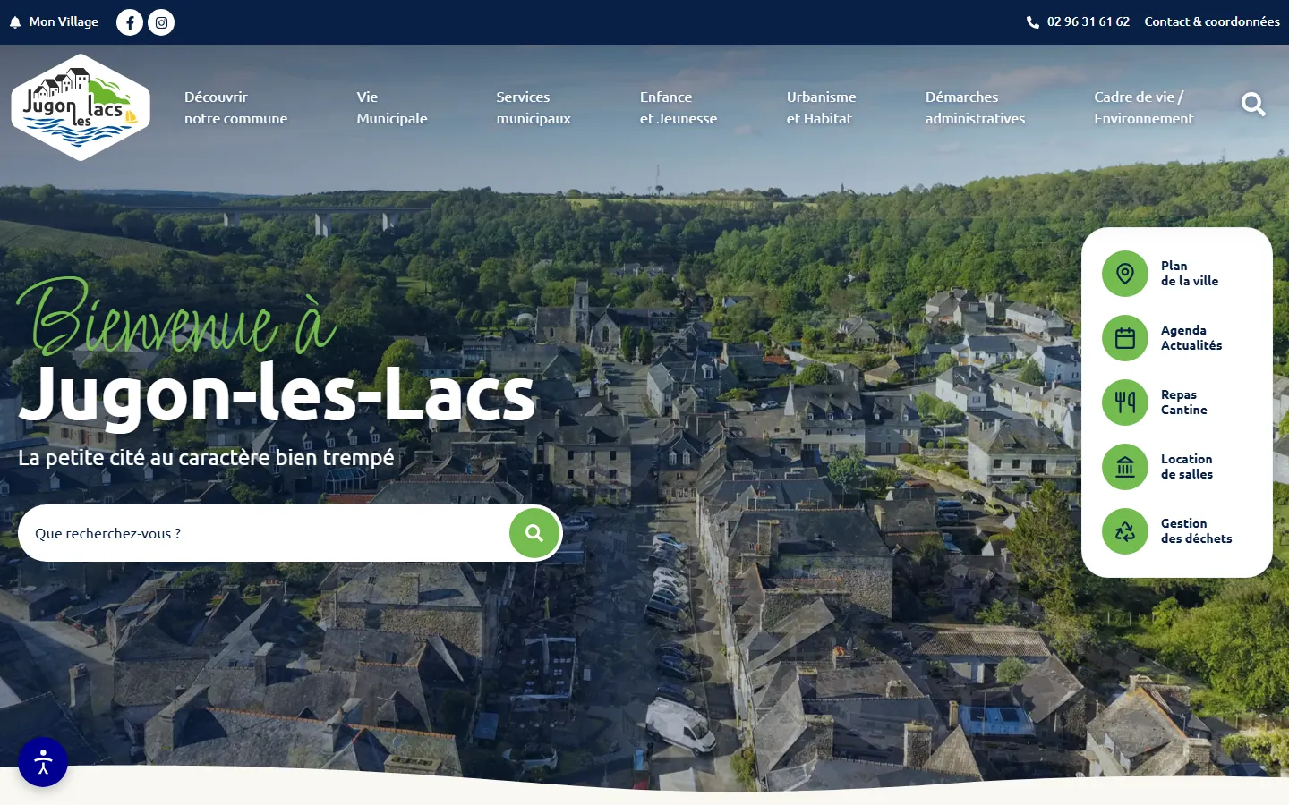 Page d’accueil du site de Jugon-les-Lacs sur ordinateur