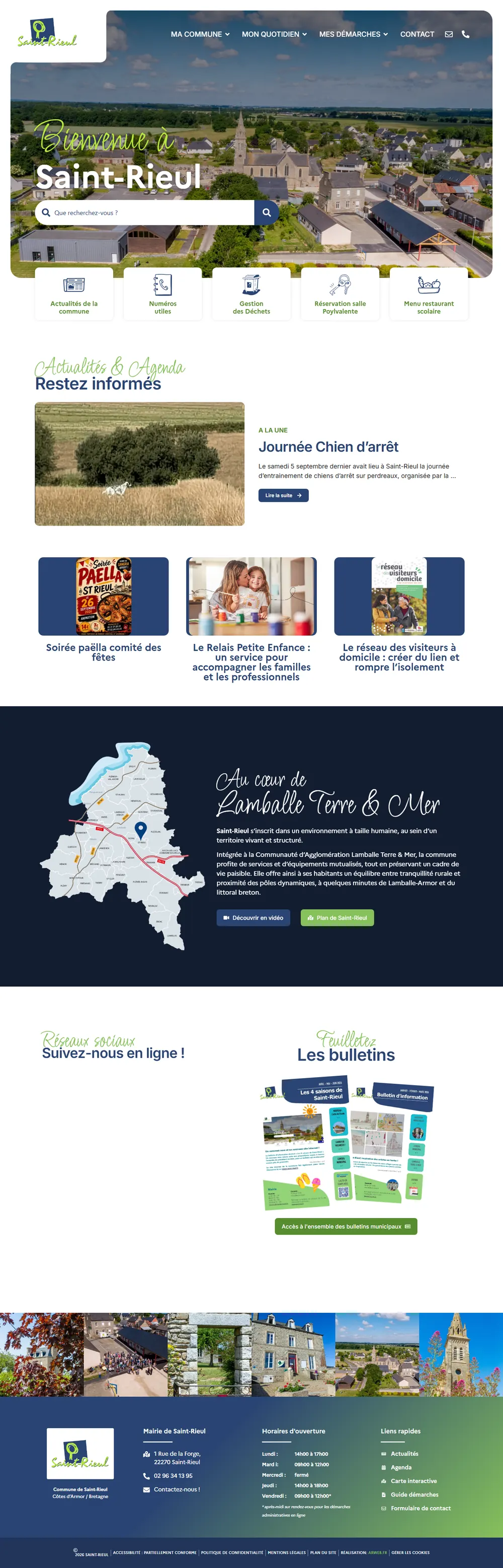 La page d’accueil complète du site de Saint-Rieul